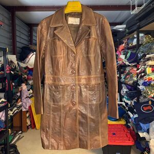 Wilsons Leather Maxima Brown Coat Leather Long Size Large Winter Warm